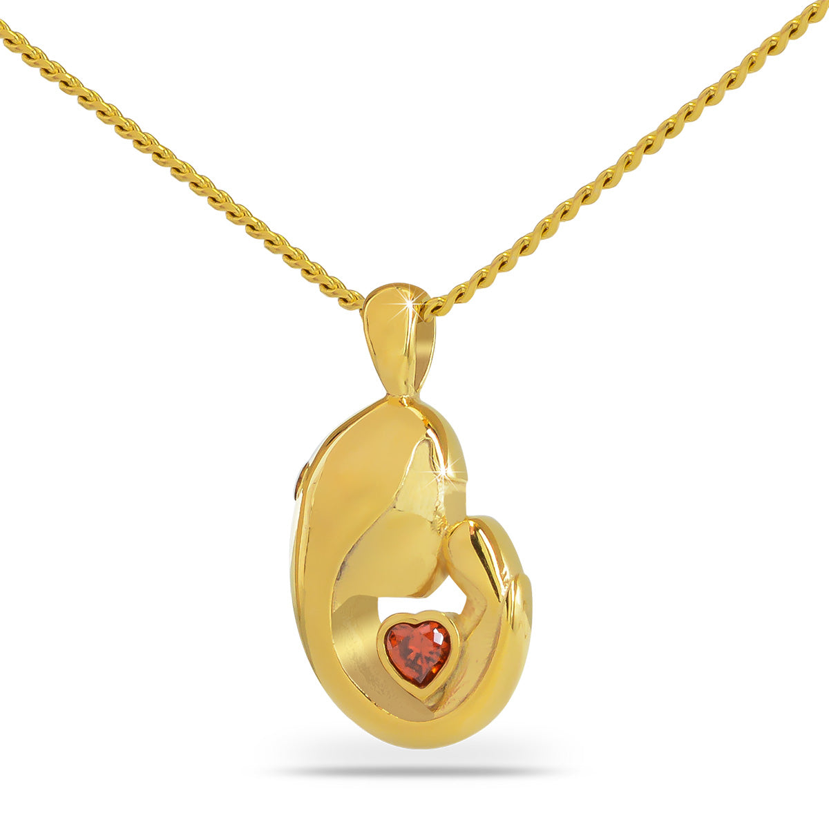 Mother's Love Red Stone Solid Gold Keepsake