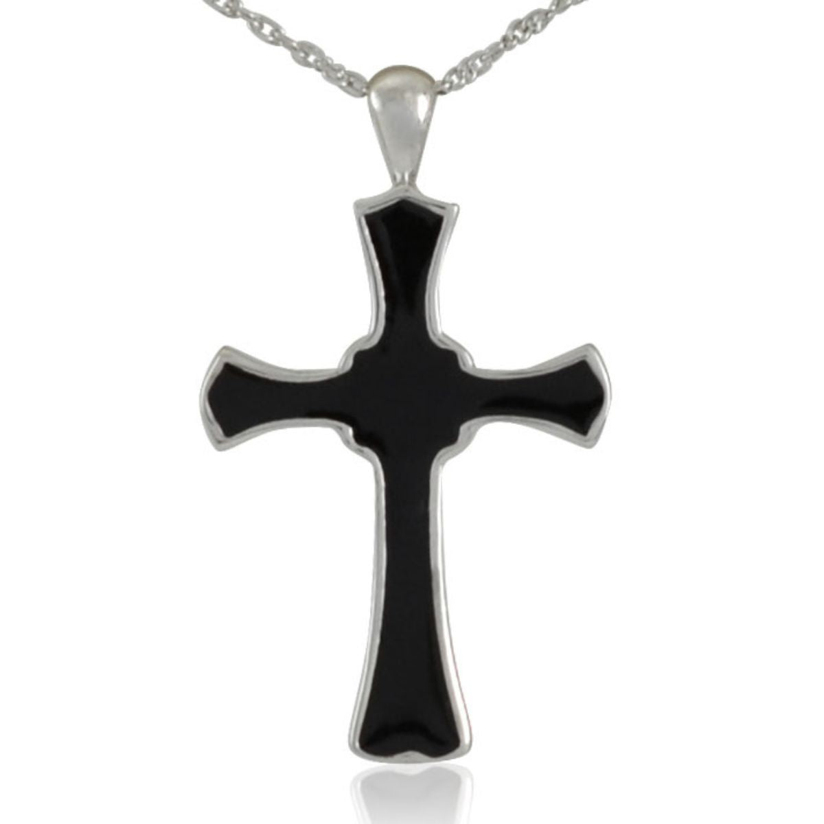 Mens Black Cross Silver Keepsake
