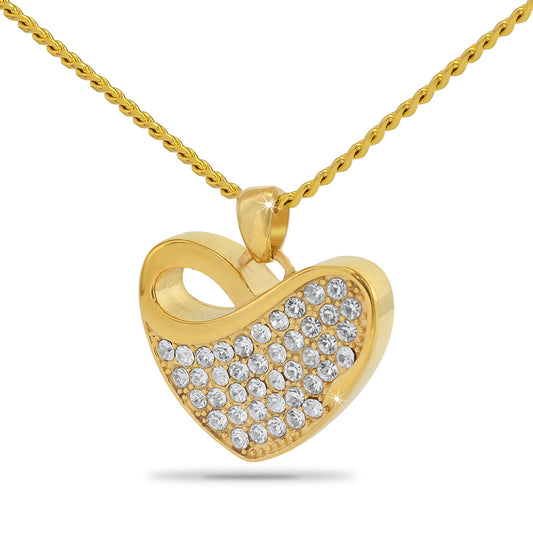 Gleaming Solid Gold Crystal Necklace Keepsake