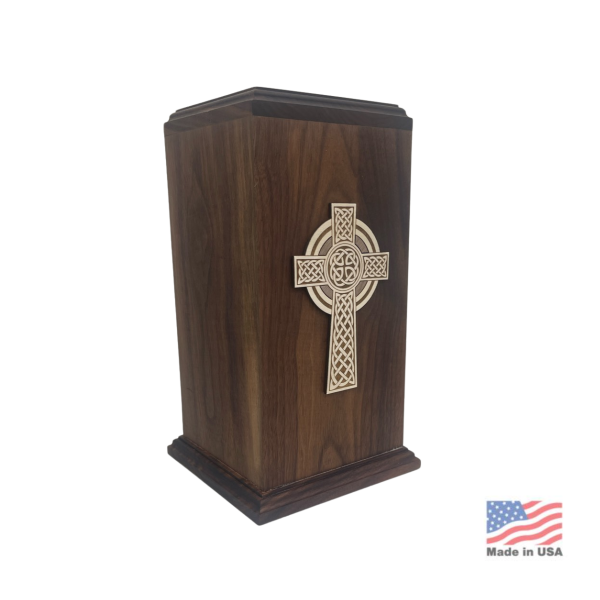 Celtic Cross Walnut Urn