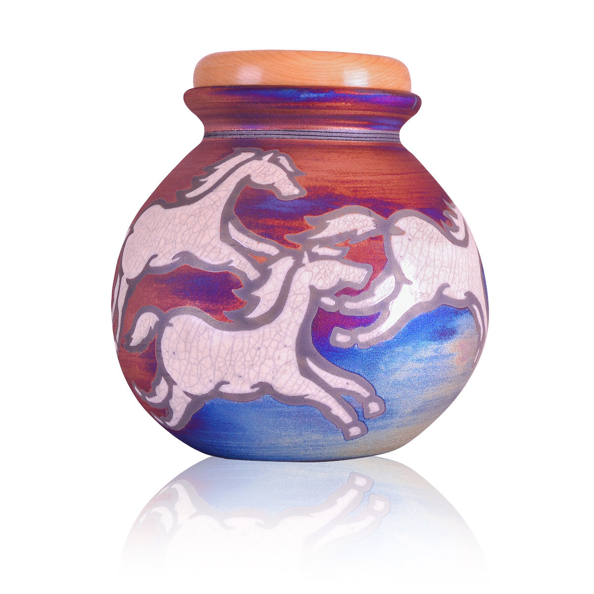 Celestial Horses Raku Urn